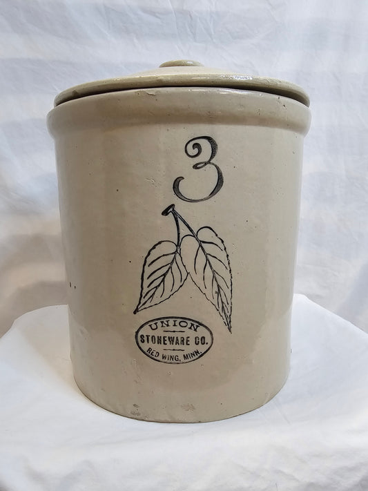 Vintage 3 Gallon Stoneware Pottery Crock