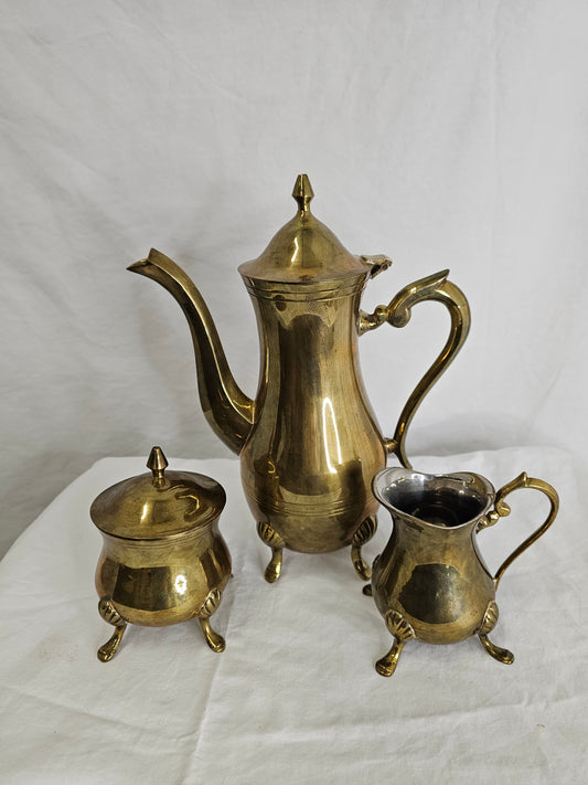 Vintage Solid Brass Tea Set