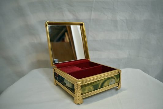 Vintage Schmid Bros Portrait Piano Musical Satin Jewelry Trinket Box