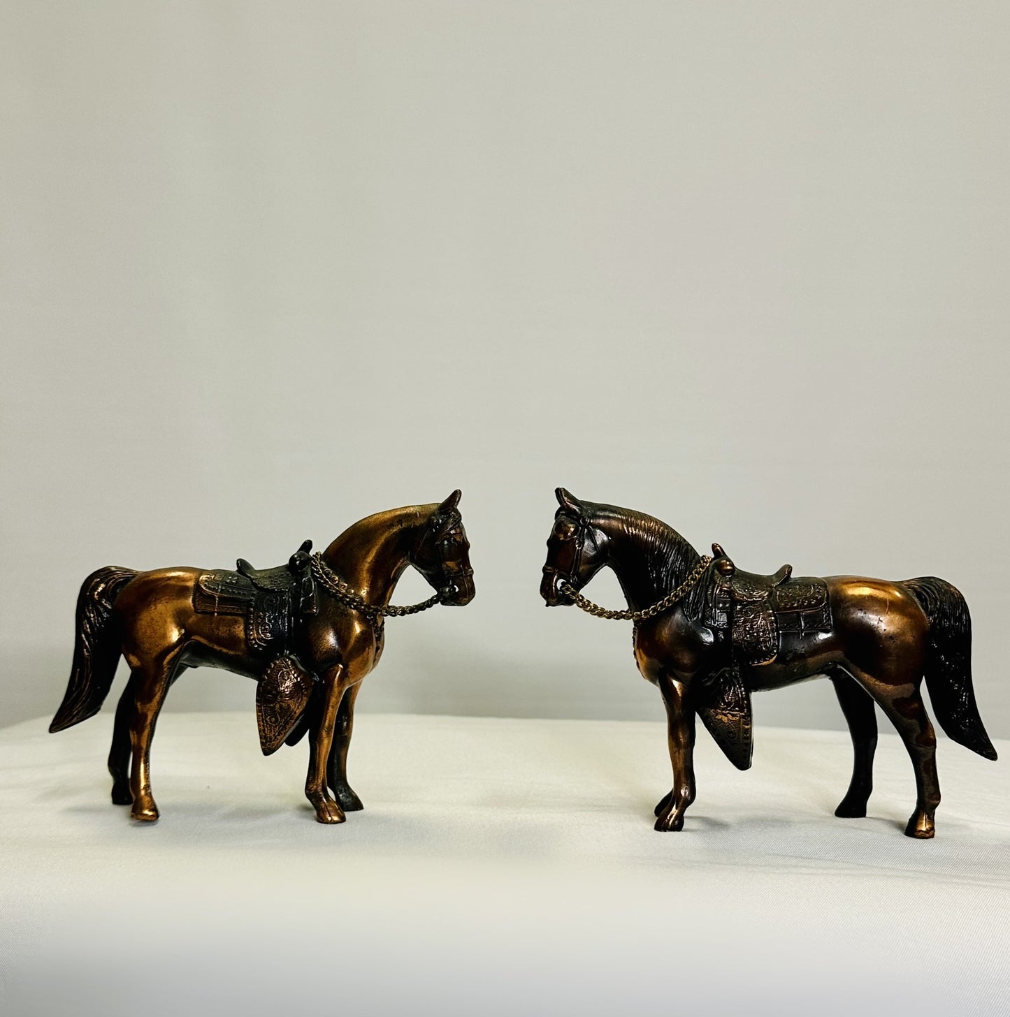 Set of 2 Vintage Copper Horse Figurines