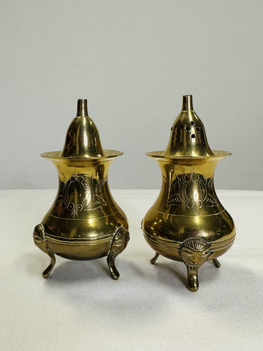 Mid-Century Brass Salt and Pepper Shakers